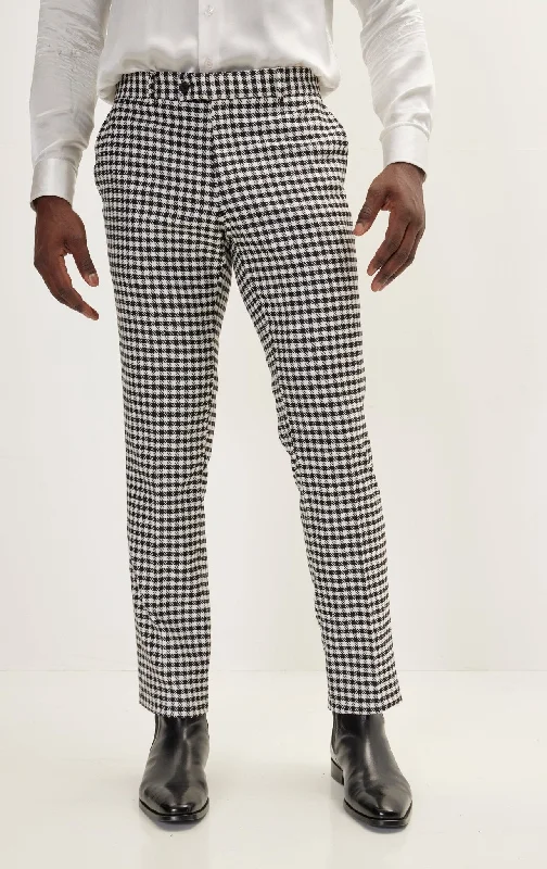 Easy Chic Houndstooth Dress Pants - Black White