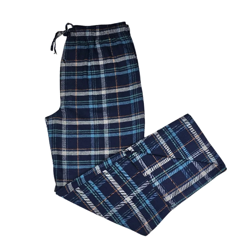 High-end Fabrics Men's Flannel Lounge Pant / Multi Blue Plaid