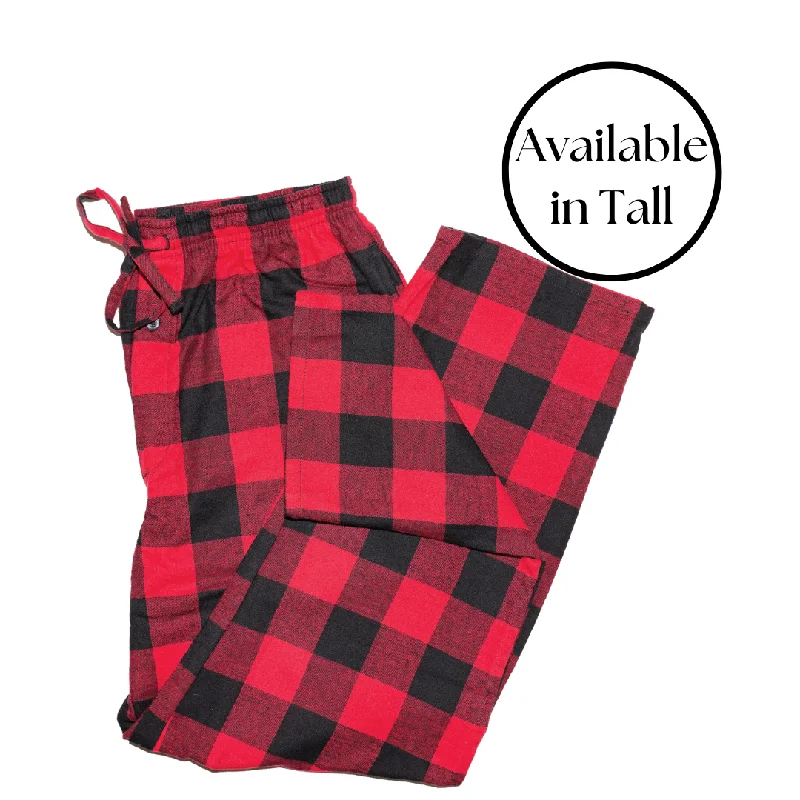 Design Perception Mens Flannel Lounge Pants / Red Black /  Buffalo Check