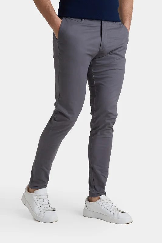 Soft Looks Athletic Fit Cotton Stretch Chino Pants in Dark Grey