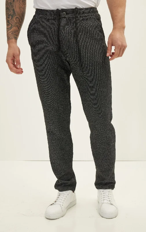 Fashion Pioneer Casual One Button & Drawstring Closure Pants - Navy