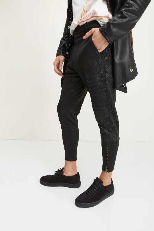 Fashion And Simplicity Stretch Patterned Track Pants - Black