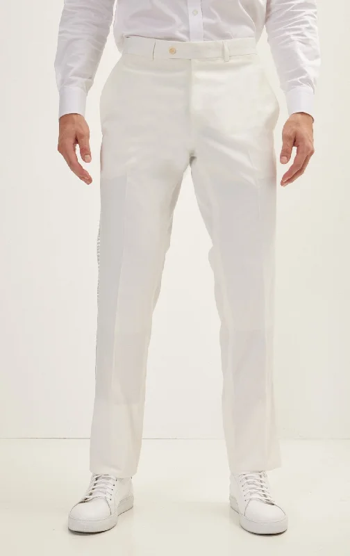 Trendy Dresses Classic Tuxedo Pants - White Stripe