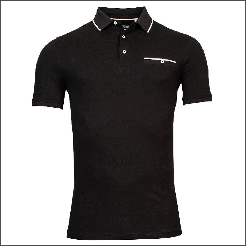 Slightly Flared Design BAILEYS Black Polo Top<>