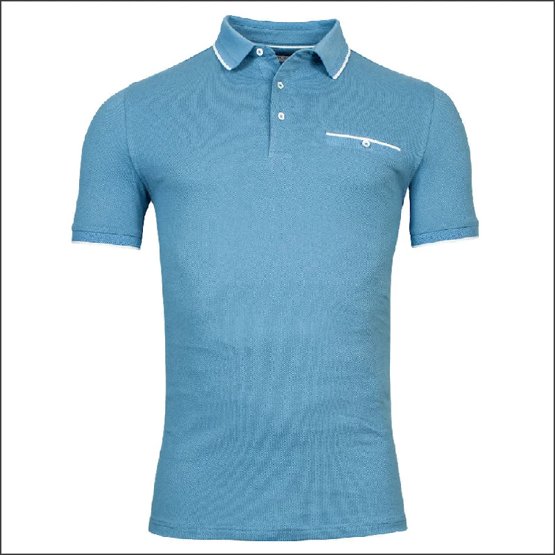 Simple Style BAILEYS Mid Blue Polo Top*