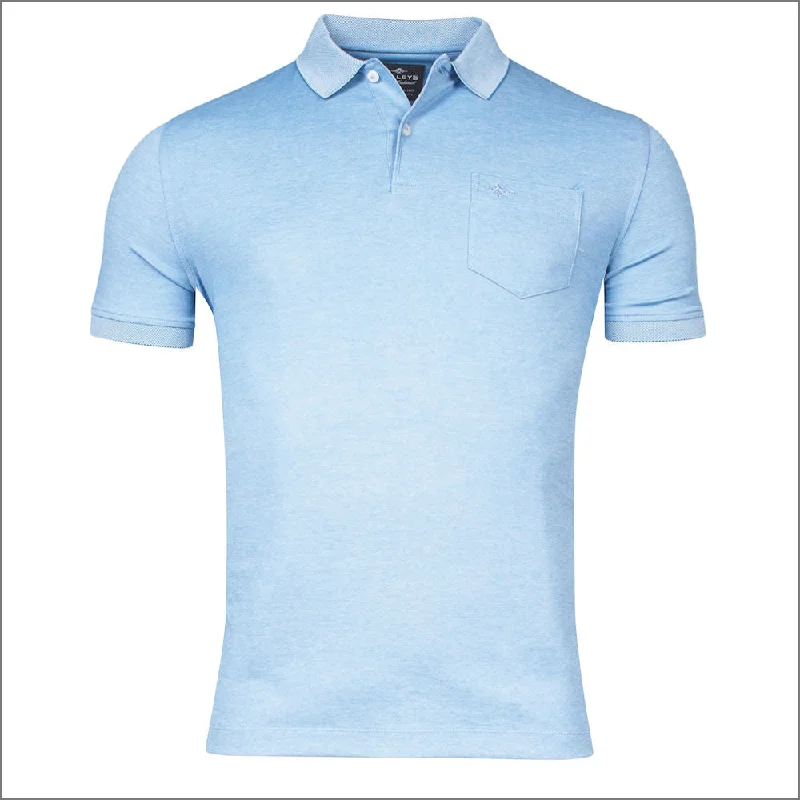 Cute Style Baileys Sky Blue Cotton Blend Polo Top
