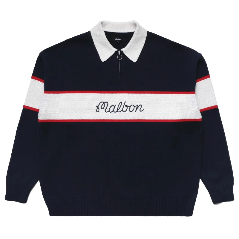 Editorial Design Bennett Knitted Polo Navy - W24