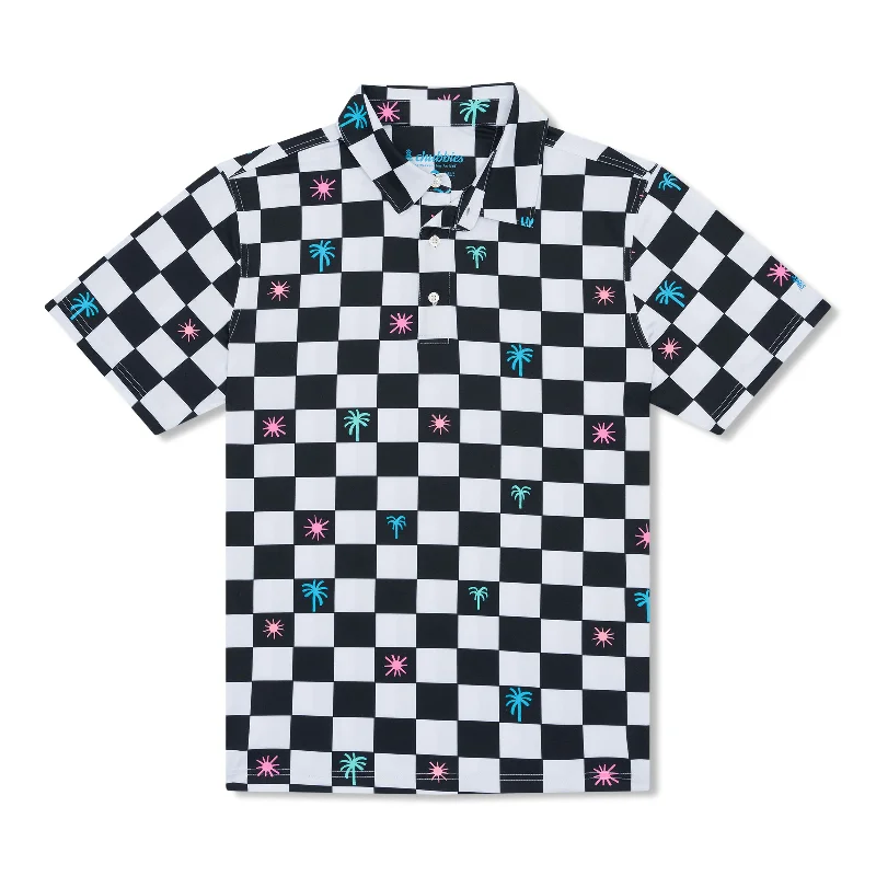 Elegant Style Chubbies The Check Me Out Performance Polo Shirt - Black - Pattern Base (Plaids) Elegant Style Chubbies The Check Me Out Performance Polo Shirt - Black - Pattern Base (Plaids)