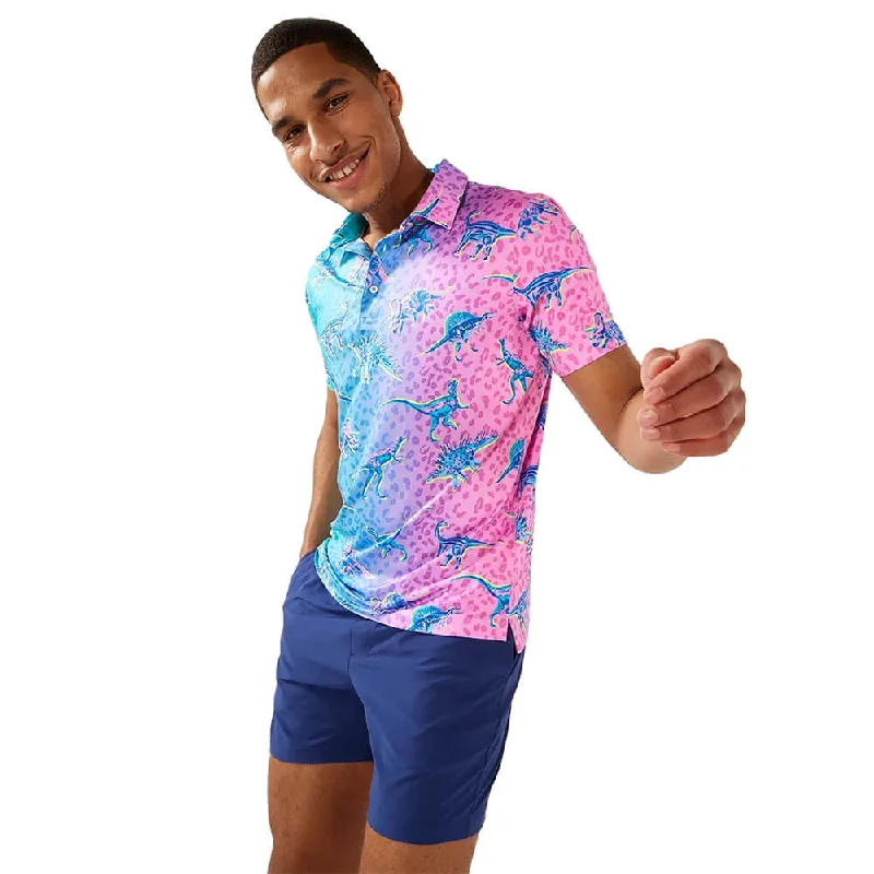 Warm Winter Series Chubbies The Dino Delight Performance Polo Shirt - Turquoise/Aqua Warm Winter Series Chubbies The Dino Delight Performance Polo Shirt - Turquoise/Aqua