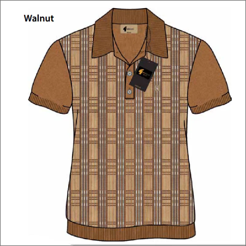 Classic Style Gabicci Vintage Enrico Walnut Pattern Polo Top^