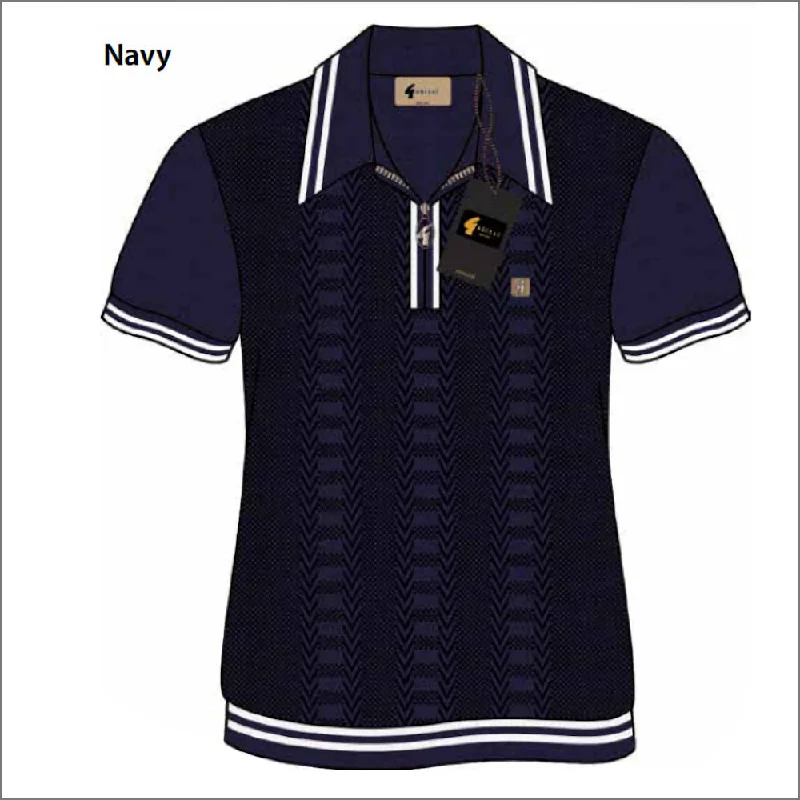 Sweet Girl Gabicci Vintage V52GM08 Navy Pattern Polo Top^