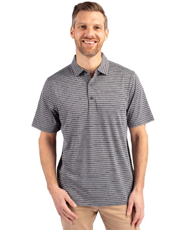 Cutter & Buck Forge Eco Heather Stripe Stretch Polo Black Heather