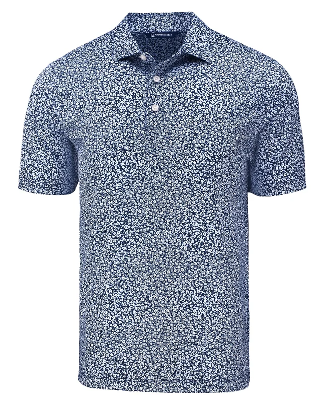 Cutter & Buck Pike Eco Floral Print Polo Navy Blue