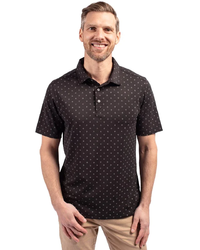 Cutter & Buck Virtue Eco Pique Tile Printed Polo Black