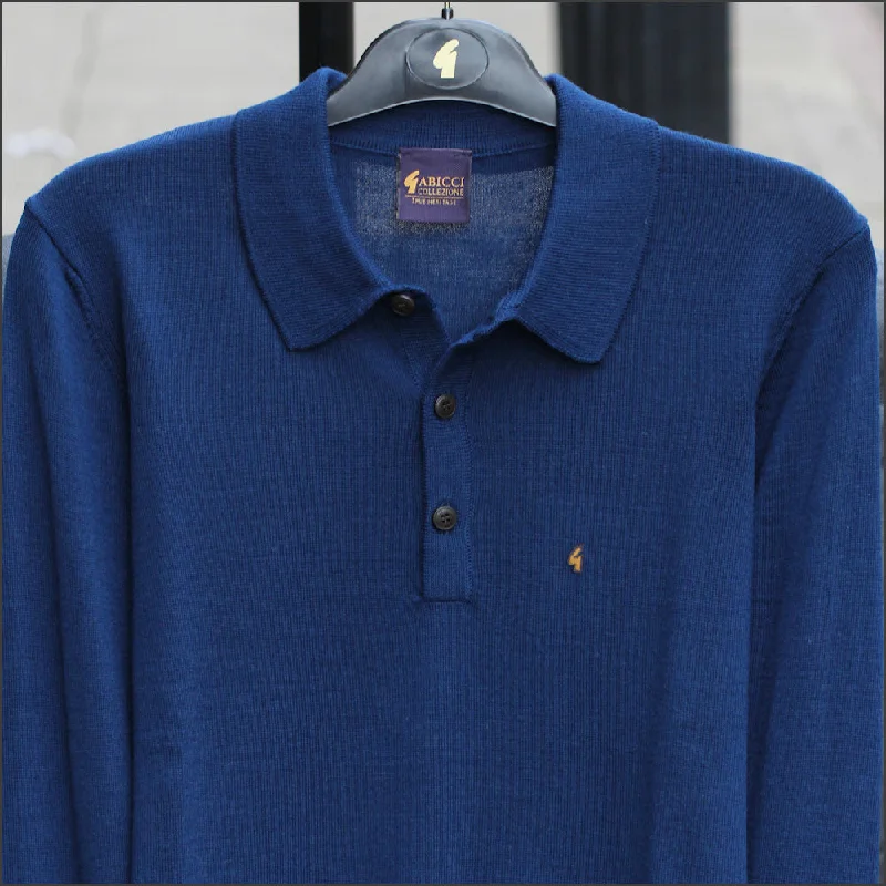 Thin Design Gabicci K20 Navy Long Sleeve Polo Top--