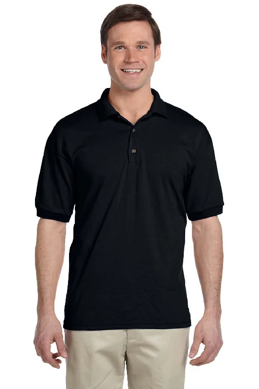 Lace Design Gildan Mens DryBlend Moisture Wicking Short Sleeve Polo Shirt - Black