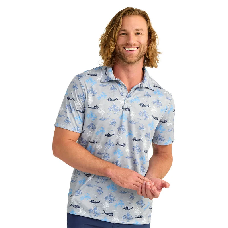 Elegant Casuals Huk Performance KC Pursuit Printed Polo Shirt - Marolina Blue