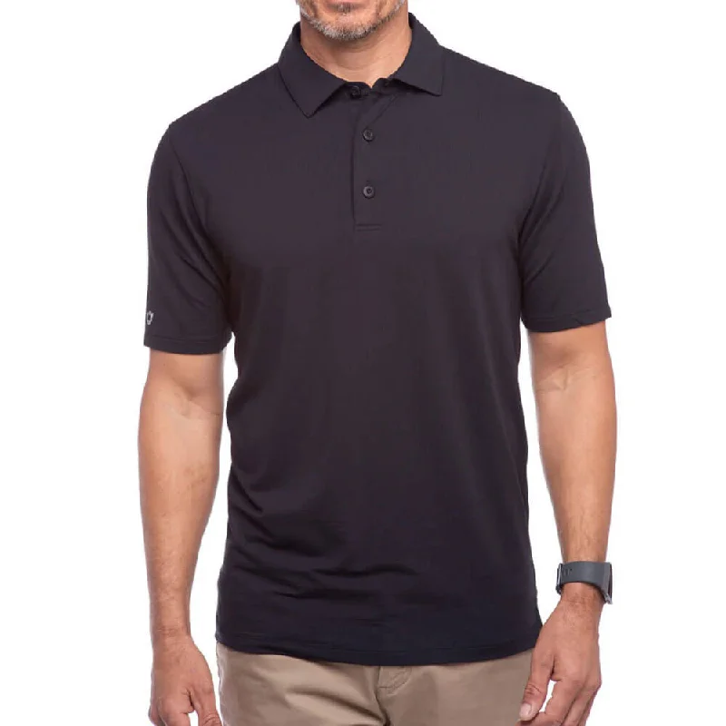 Comfortable Lounge Wear IBKUL Mens Polo Shirt - Black