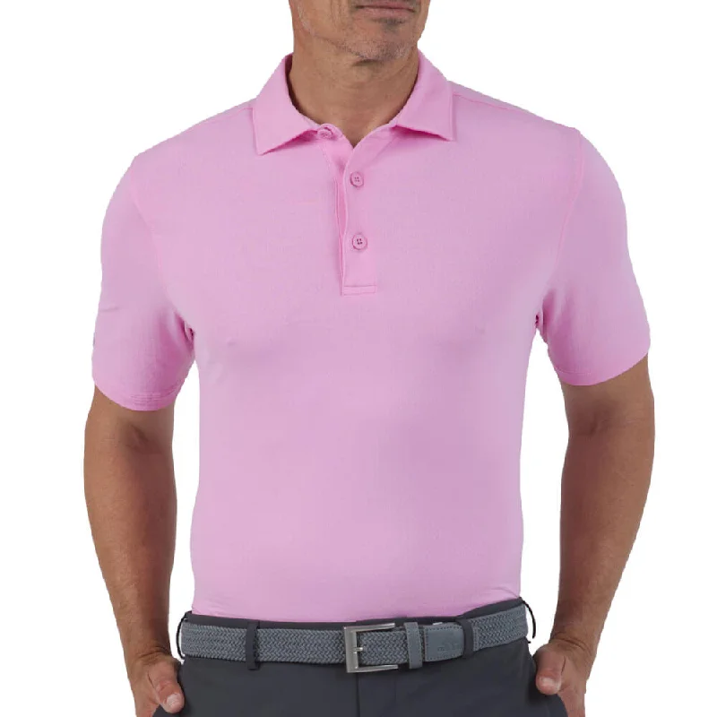 Single-shoulder Neck Design IBKUL Mens Solid Polo Shirt - Light Pink