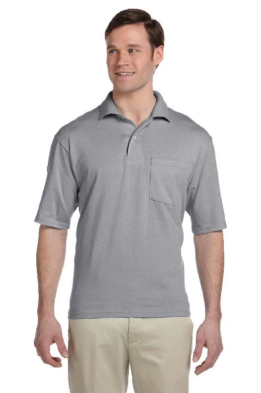 Casual Choice Jerzees Mens SpotShield Stain Resistant Short Sleeve Polo Shirt w/ Pocket - Oxford Grey Casual Choice Jerzees Mens SpotShield Stain Resistant Short Sleeve Polo Shirt w/ Pocket - Oxford Grey