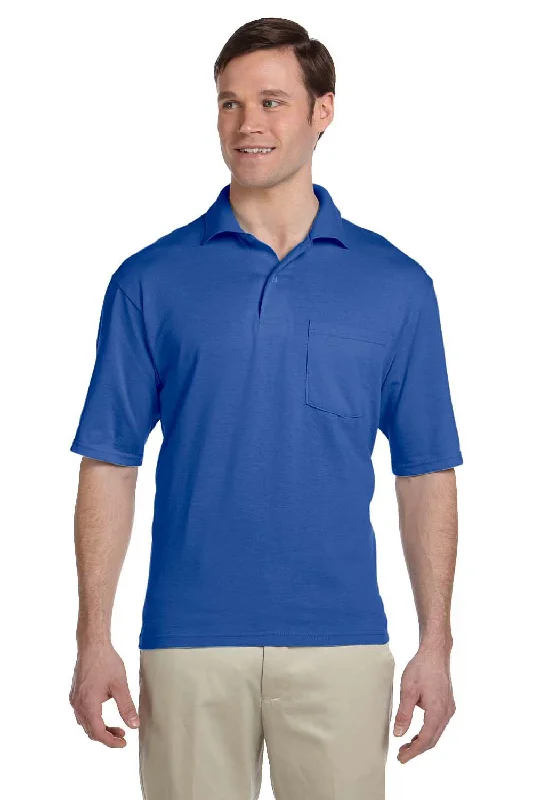 Effortless Style Jerzees Mens SpotShield Stain Resistant Short Sleeve Polo Shirt w/ Pocket - Royal Blue Effortless Style Jerzees Mens SpotShield Stain Resistant Short Sleeve Polo Shirt w/ Pocket - Royal Blue