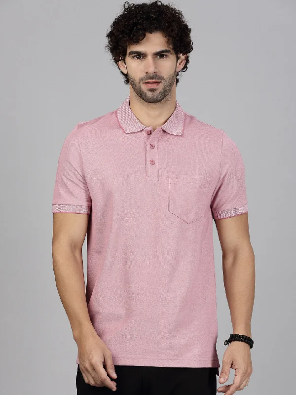 Comfortable And Cold-proof Mens Expert Polo Tshirt with Pocket Heather Rose EP44