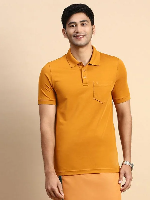 Elegant And Charming Mens Expert Polo Tshirt with Pocket Mustard EP41