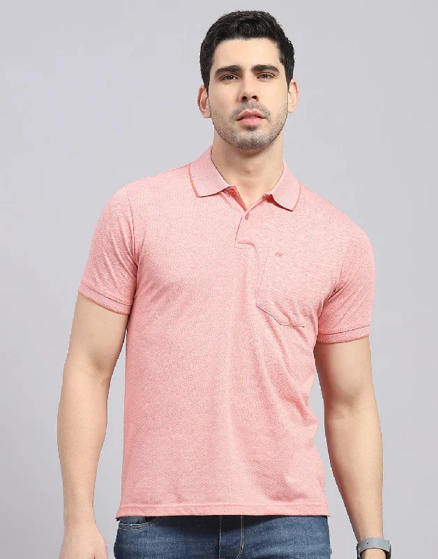 Relaxed Jackets Men Pink Printed Polo Collar Half Sleeve T-Shirt