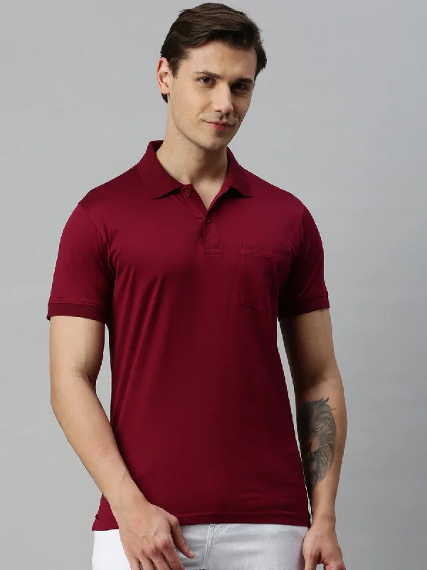 Creative Prints Mercerised Polo Flat Collar T-Shirt Maroon with Chest Pocket MP5