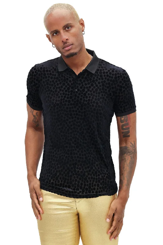 Luxury Fashion Polka Velvet Polo Shirt