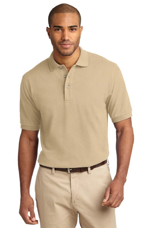 Elegant Outline Port Authority Mens Shrink Resistant Short Sleeve Polo Shirt - Stone - Closeout