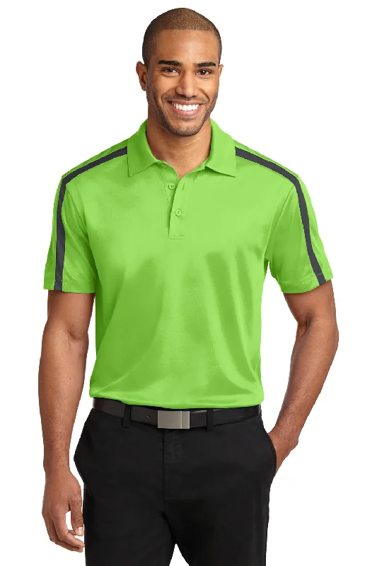 Feminine Charm Port Authority Mens Silk Touch Performance Moisture Wicking Short Sleeve Polo Shirt - Lime Green/Steel Grey Feminine Charm Port Authority Mens Silk Touch Performance Moisture Wicking Short Sleeve Polo Shirt - Lime Green/Steel Grey