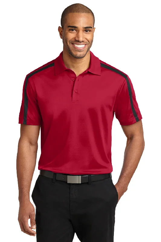 Urban Comfort Port Authority Mens Silk Touch Performance Moisture Wicking Short Sleeve Polo Shirt - Red/Black Urban Comfort Port Authority Mens Silk Touch Performance Moisture Wicking Short Sleeve Polo Shirt - Red/Black