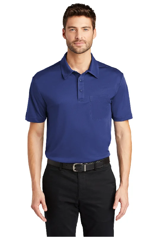 Low-key Luxury Port Authority Mens Silk Touch Performance Moisture Wicking Short Sleeve Polo Shirt w/ Pocket - Royal Blue Low-key Luxury Port Authority Mens Silk Touch Performance Moisture Wicking Short Sleeve Polo Shirt w/ Pocket - Royal Blue