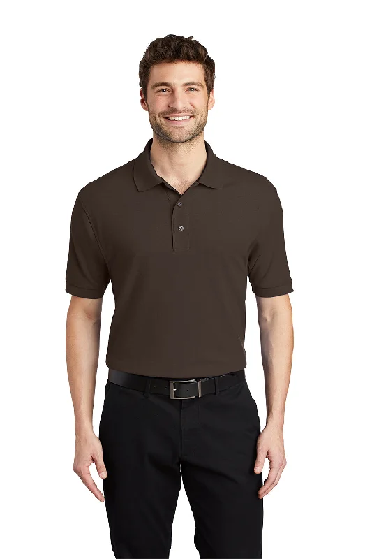 Innovative Design Port Authority Mens Silk Touch Wrinkle Resistant Short Sleeve Polo Shirt - Coffee Bean Brown Innovative Design Port Authority Mens Silk Touch Wrinkle Resistant Short Sleeve Polo Shirt - Coffee Bean Brown