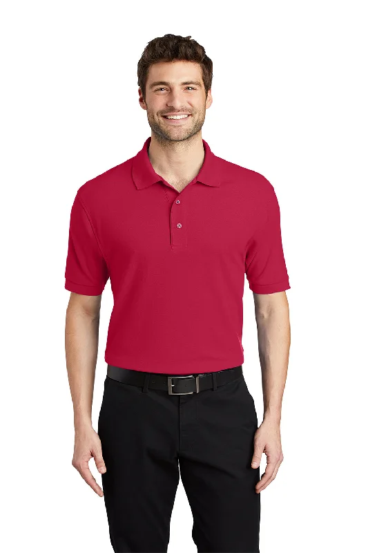 Street Fashion Port Authority Mens Silk Touch Wrinkle Resistant Short Sleeve Polo Shirt - Red Street Fashion Port Authority Mens Silk Touch Wrinkle Resistant Short Sleeve Polo Shirt - Red