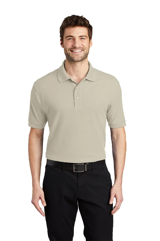 Light And Breathable Port Authority Mens Silk Touch Wrinkle Resistant Short Sleeve Polo Shirt - Stone Light And Breathable Port Authority Mens Silk Touch Wrinkle Resistant Short Sleeve Polo Shirt - Stone
