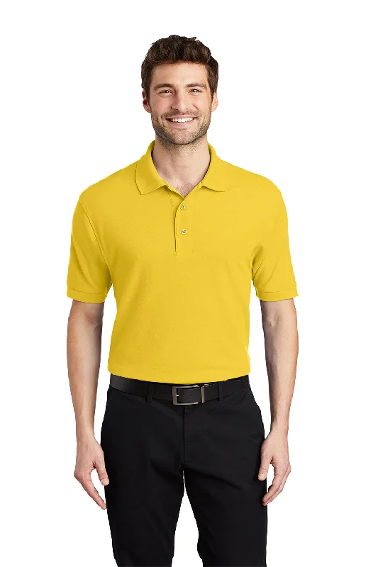 Design Trend Port Authority Mens Silk Touch Wrinkle Resistant Short Sleeve Polo Shirt - Sunflower Yellow Design Trend Port Authority Mens Silk Touch Wrinkle Resistant Short Sleeve Polo Shirt - Sunflower Yellow