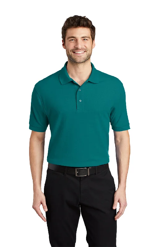 Fashion And Simplicity Port Authority Mens Silk Touch Wrinkle Resistant Short Sleeve Polo Shirt - Teal Green Fashion And Simplicity Port Authority Mens Silk Touch Wrinkle Resistant Short Sleeve Polo Shirt - Teal Green