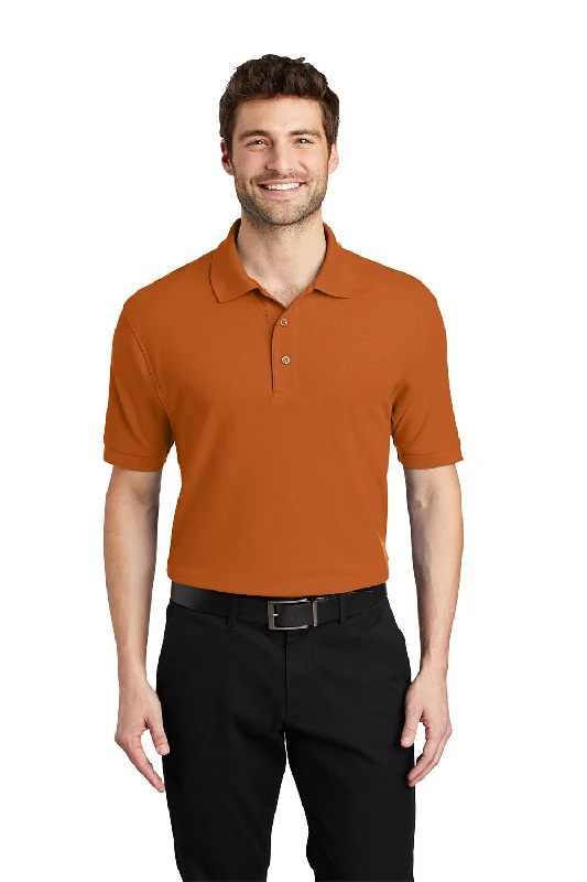 Modern Tailoring Port Authority Mens Silk Touch Wrinkle Resistant Short Sleeve Polo Shirt - Texas Orange Modern Tailoring Port Authority Mens Silk Touch Wrinkle Resistant Short Sleeve Polo Shirt - Texas Orange
