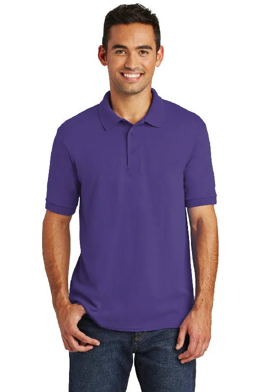 Cozy Footwear Port & Company Mens Core Stain Resistant Short Sleeve Polo Shirt - Purple