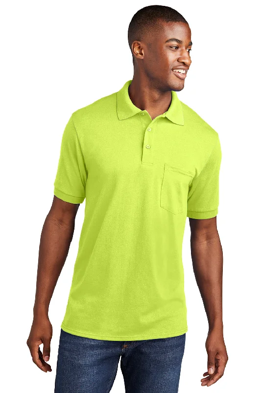 Casual Fit Wear Port & Company Mens Core Stain Resistant Short Sleeve Polo Shirt w/ Pocket - Safety Green Casual Fit Wear Port & Company Mens Core Stain Resistant Short Sleeve Polo Shirt w/ Pocket - Safety Green