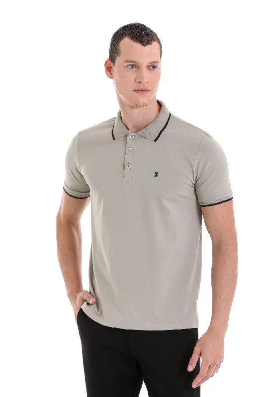 Regular Fit Green Vetiver Basic Cotton Polo T-Shirt