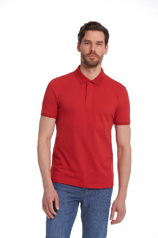 Regular Fit Red Basic Cotton Polo T-Shirt