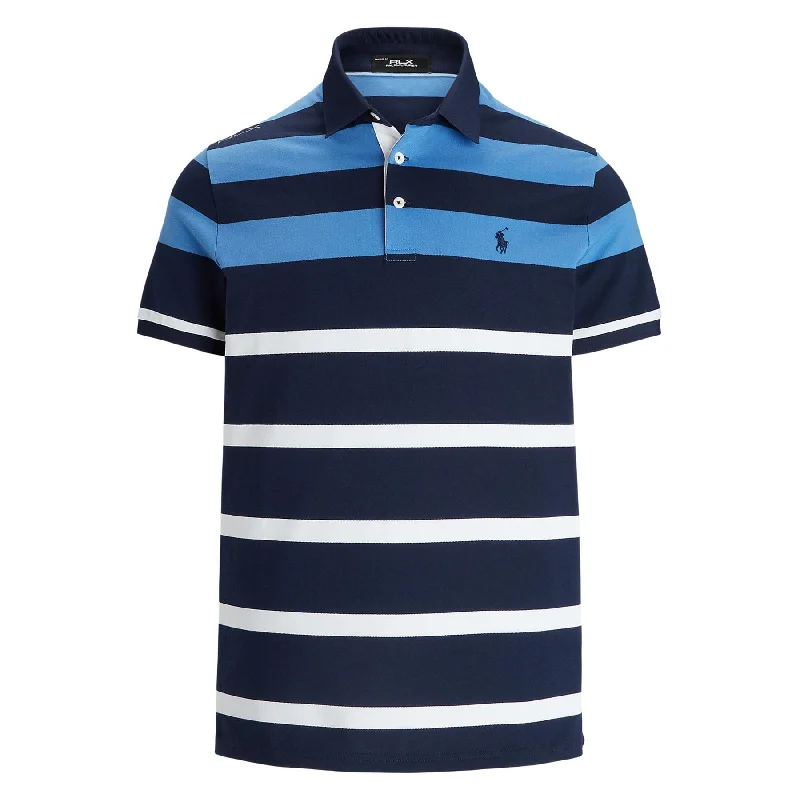 Luxe Comfort RLX Tailored Fit Stripe Performance Polo Scottsdale Blue - AW24