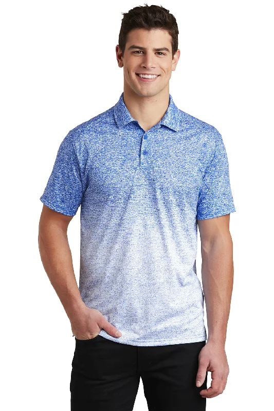 Sporty Elegance Sport-Tek Mens Ombre Heather Moisture Wicking Short Sleeve Polo Shirt - White/True Royal Blue Sporty Elegance Sport-Tek Mens Ombre Heather Moisture Wicking Short Sleeve Polo Shirt - White/True Royal Blue