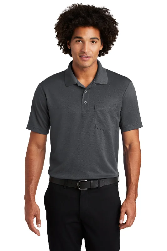 British Style Sport-Tek Mens RacerMesh Moisture Wicking Short Sleeve Polo Shirt w/ Pocket - Graphite Grey British Style Sport-Tek Mens RacerMesh Moisture Wicking Short Sleeve Polo Shirt w/ Pocket - Graphite Grey