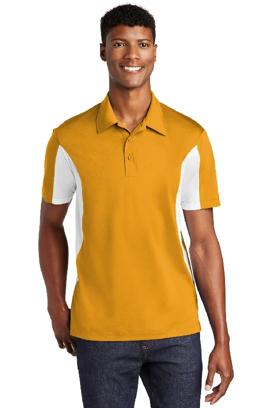 Smart Comfort Sport-Tek Mens Sport-Wick Moisture Wicking Short Sleeve Polo Shirt - Gold/White Smart Comfort Sport-Tek Mens Sport-Wick Moisture Wicking Short Sleeve Polo Shirt - Gold/White