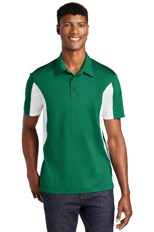 Luxury And Elegant Sport-Tek Mens Sport-Wick Moisture Wicking Short Sleeve Polo Shirt - Kelly Green/White