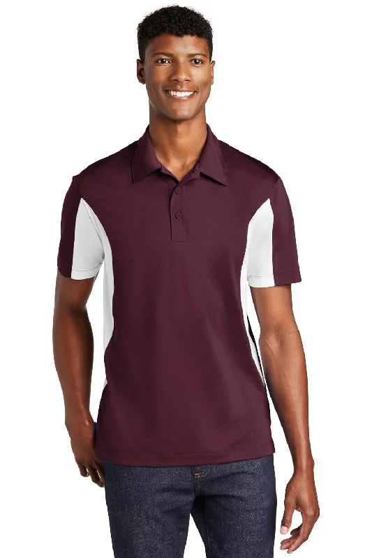 Youthful Street Fashion Sport-Tek Mens Sport-Wick Moisture Wicking Short Sleeve Polo Shirt - Maroon/White Youthful Street Fashion Sport-Tek Mens Sport-Wick Moisture Wicking Short Sleeve Polo Shirt - Maroon/White